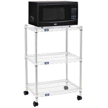 Nexel Poly-Z-Brite 3-Tier Microwave Station Cart Kit, 24inL x 18inW x 36inH 243073